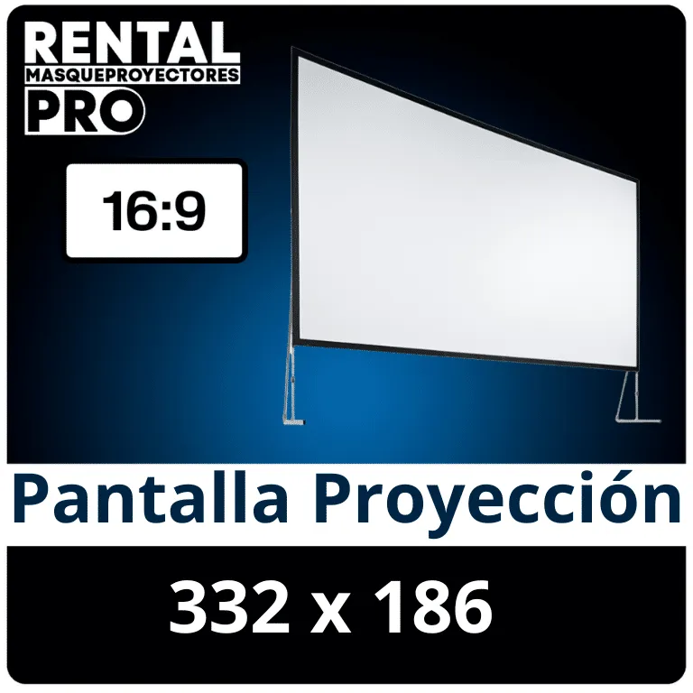 Pantalla de proyección 332x187 autosoportada con estructura metálica